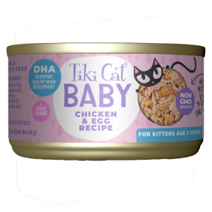 Tiki Baby Wet Food Chicken/Egg 2.4 OZ Lata